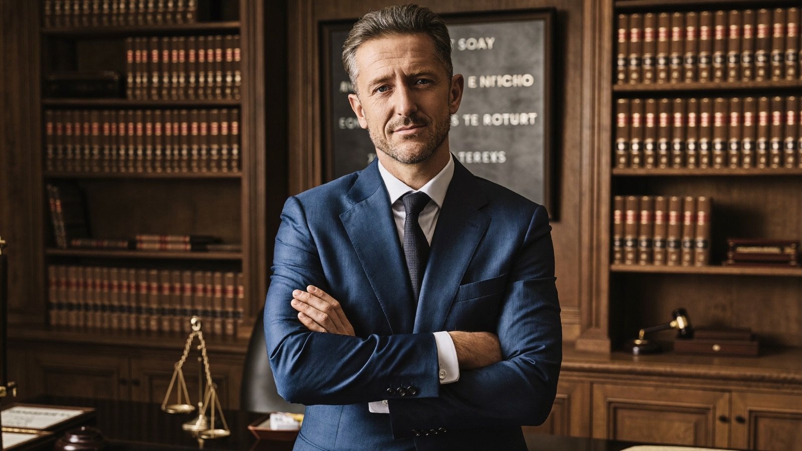 Senior trial attorney at Calloway & Reeve, photographed in the firm's Fairview office