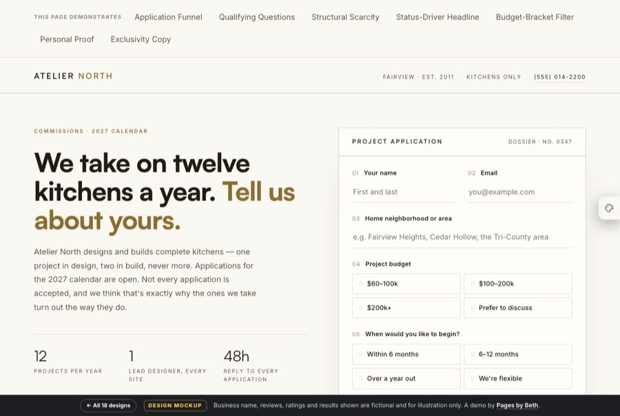 Application funnel page demo