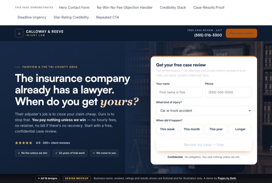 Personal injury attorney landing page demo