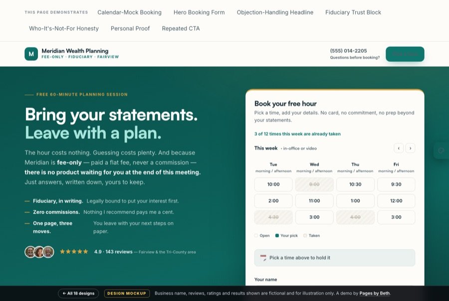 Free consultation booking page demo