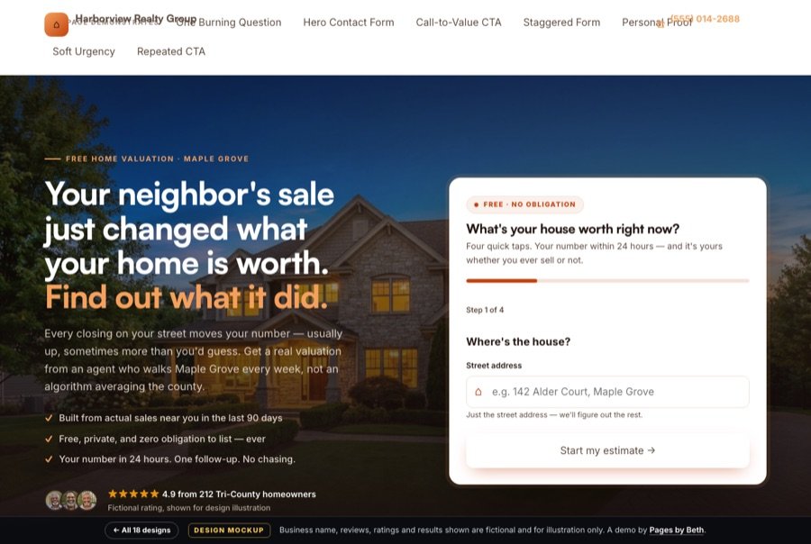 Home valuation landing page demo
