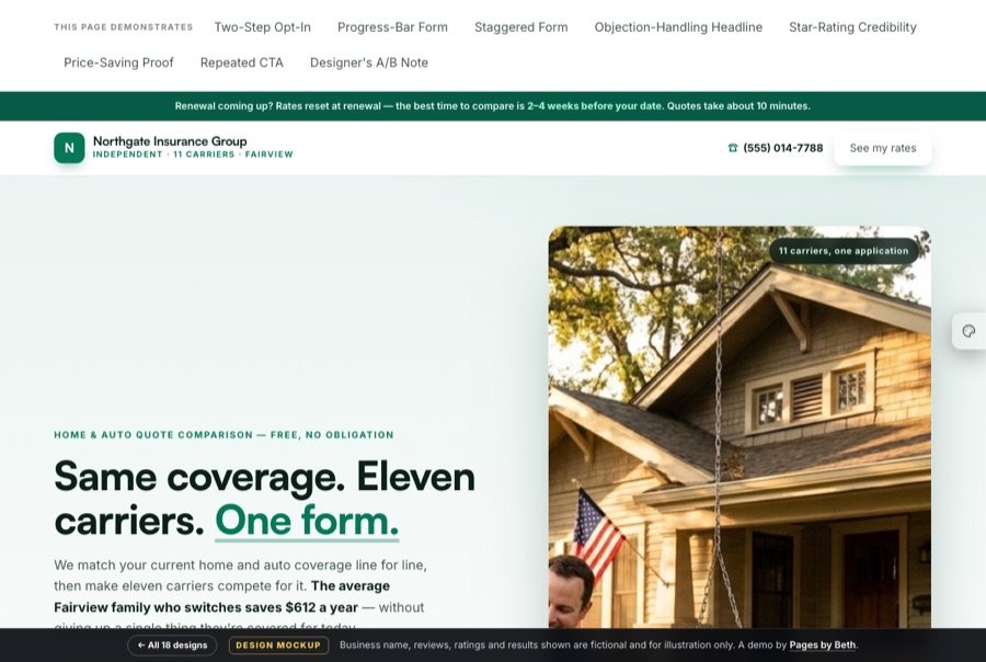 Insurance landing page demo