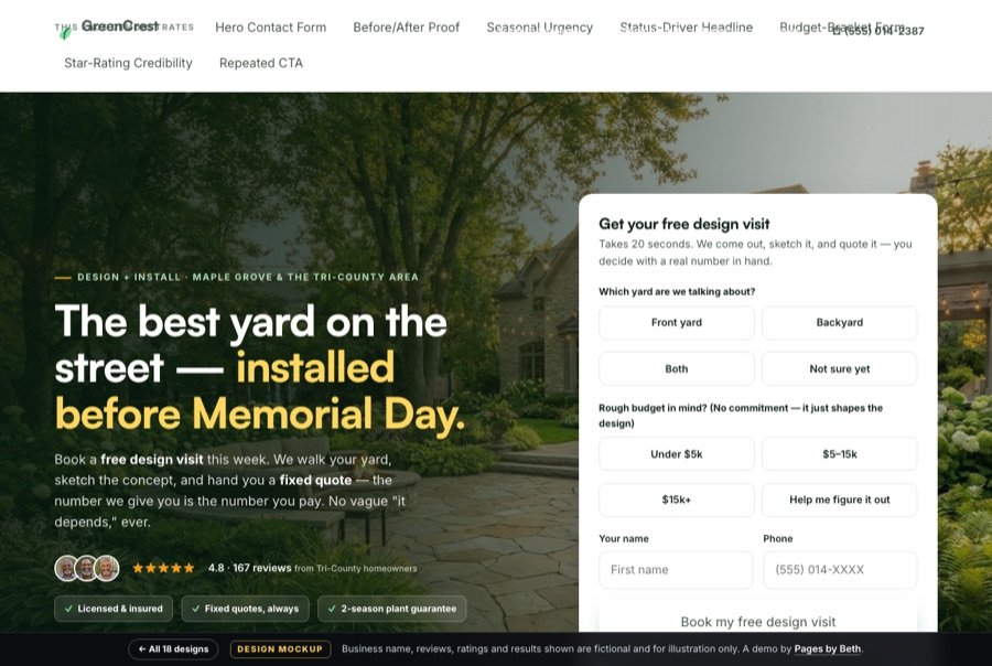Landscaping landing page demo