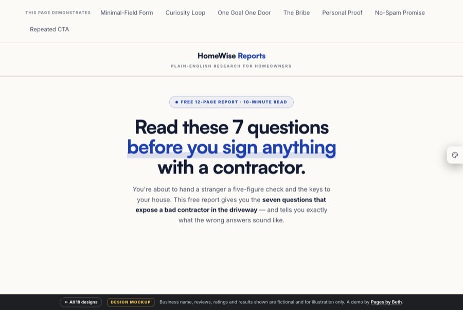 Lead magnet opt-in page demo