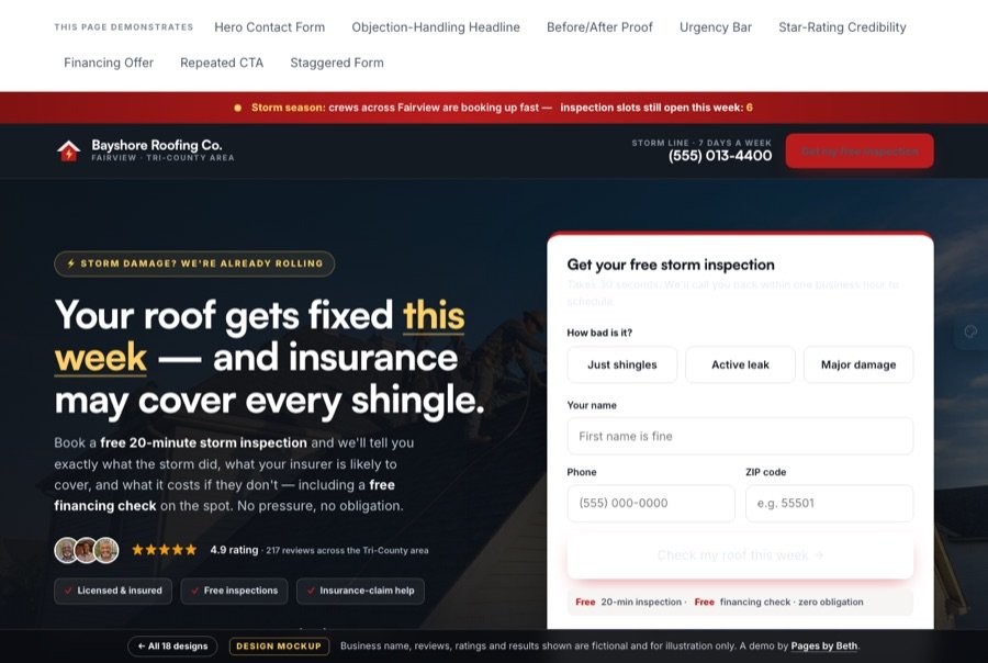 Roofing landing page demo