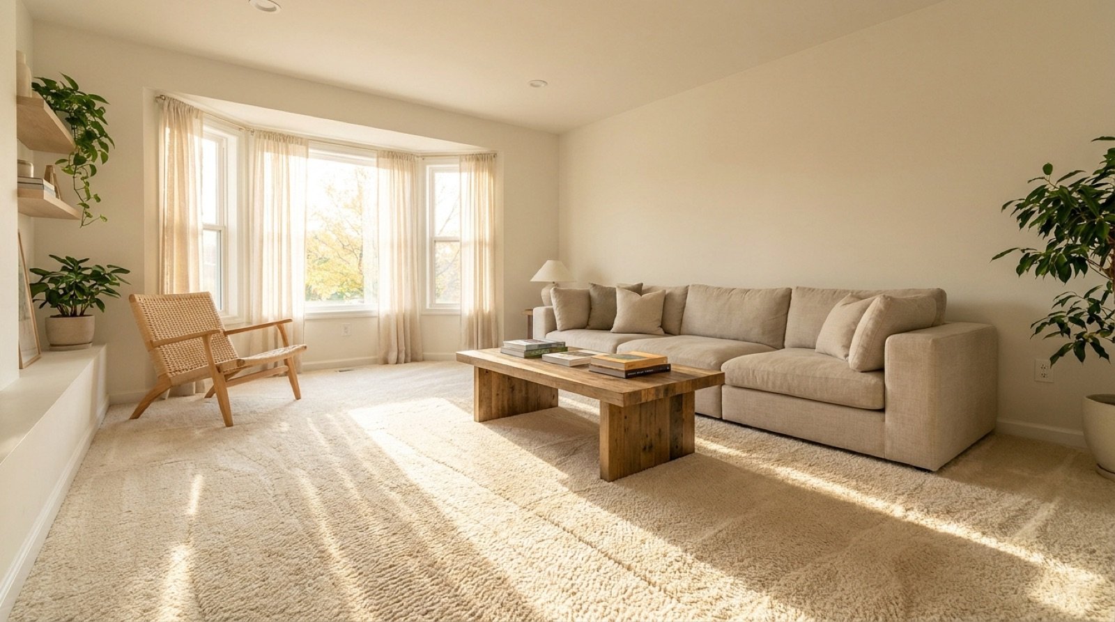 Dull, dingy carpet before a FreshStart deep clean